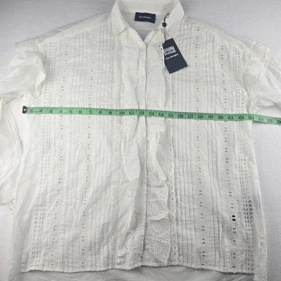 The Kooples NWT Women's Eyelet Top Button Up Blouse White Size‎ Small - Picture 10 of 11